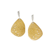 Topography Texture Bronze and Silver Post Dangle Earrings with Lab Diamonds
