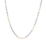Handmade Chain in Oxidized Silver and 14k Yellow Gold - 20"