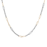 Handmade Chain in Oxidized Silver and 14k Yellow Gold - 18"