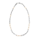 Handmade Chain in Oxidized Silver and 14k Yellow Gold - 18"