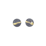 Round Fog Post Earrings in Sand-Textured Oxidized Silver