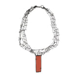 Glass and Silver Grid Chain Necklace