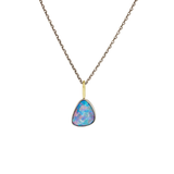 Large Organic Shape Opal Pendant in 14k White Gold