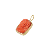 Coral Cameo Pendant in 18k Gold