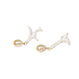 Silver Coral Earrings with Pearls