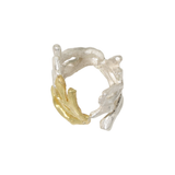 18k Gold and Silver Coral Ring