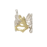 18k Gold and Silver Coral Ring