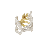 18k Gold and Silver Coral Ring
