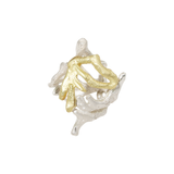 18k Gold and Silver Coral Ring