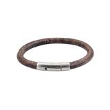 Thick Black Leather Bracelet with Stainless Steel Clasp