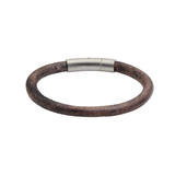 Thick Black Leather Bracelet with Stainless Steel Clasp