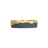 Asymmetrical Fog Band in Sand-Textured Oxidized Silver and 18k Gold