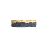 Asymmetrical Fog Band in Sand-Textured Oxidized Silver and 18k Gold