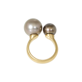 Double Tahitian Pearl Ring in 18k Yellow Gold