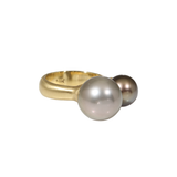 Double Tahitian Pearl Ring in 18k Yellow Gold