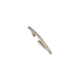 Curved Bar Ear Cuff in Brushed Silver with White Diamonds