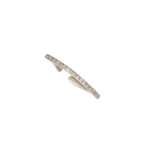 Curved Bar Ear Cuff in Brushed Silver with White Diamonds