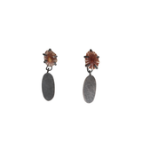 Sea Shell Post Dangly Earrings in Oxidized Silver