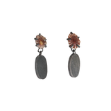 Sea Shell Post Dangly Earrings in Oxidized Silver