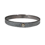 *Silk Bangle with Rose Cut Diamond in Oxidized Silver & 18k Gold