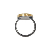 Oval Silk Portrait Ring in Silver and 18k Yellow Gold