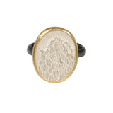 Oval Silk Portrait Ring in Silver and 18k Yellow Gold