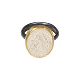 Oval Silk Portrait Ring in Silver and 18k Yellow Gold