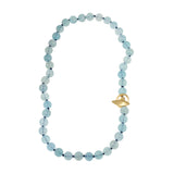 Aquamarine Beaded Necklace with 18k Pip Toggle Clasp