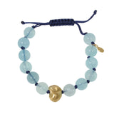 Acorn Aquamarine Beaded Bracelet in 18k Yellow Gold