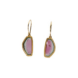 Watermelon Tourmaline Earrings in 18k Yellow Gold