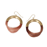 Small Amaranth Moon Horsehair Hoop Earrings