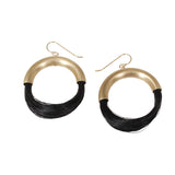 Small New Moon Black Horsehair Hoop Earrings
