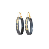 Diamond Fog Hoop Earrings in Sand-Textured Oxidized Silver
