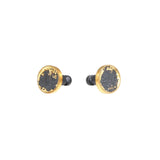 Round Fog Plug Earrings in Sand-Textured Oxidized Silver