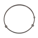 Honeycomb & Dot Bangle in Oxidized Silver with Diamonds