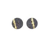 Large Round Fog Post Earrings in Sand-Textured Oxidized Silver