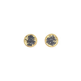 Small Round Fog Post Earrings in Sand-Textured Oxidized Silver