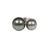 Double Tahitian Pearl Ring in Brushed Silver