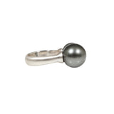 Double Tahitian Pearl Ring in Brushed Silver