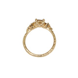Radiant Cut Champagne Diamond Ring with Granules in 14k Yellow Gold