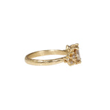 Radiant Cut Champagne Diamond Ring with Granules in 14k Yellow Gold