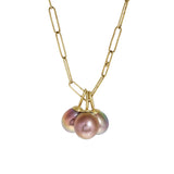 Lavender Rose Capped Pearl Pendant in 18k Yellow Gold