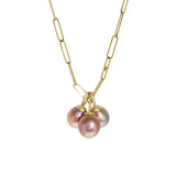 Lavender Rose Capped Pearl Pendant in 18k Yellow Gold