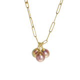 Lavender Rose Capped Pearl Pendant in 18k Yellow Gold