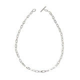 Oval Chain Necklace in Silver with Toggle Clasp with diamonds - 24"