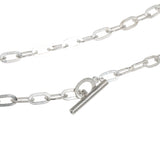 Oval Chain Necklace in Silver with Toggle Clasp with diamonds - 24"