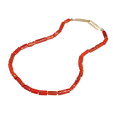 Ancient Coral Necklace with 18k Gold Beads and Champagne Diamonds