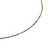 Gold Droplets Extra Necklace in Oxidized Silver and 18k Gold
