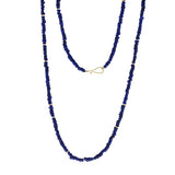 Blue Glass & 18k Gold Bead Necklace