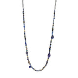 Ancient Lapis Bead Necklace with 18k Gold Beads and Handmade Chain